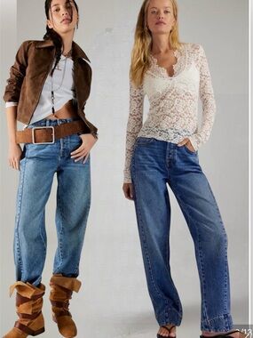 FREE PEOPLE We The Free Stick Around Slim Stacked Jeans/Stay For The Morning 25